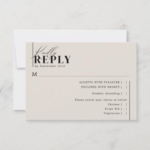 Modern Minimalist Typography Wedding Taupe Meal RSVP Card