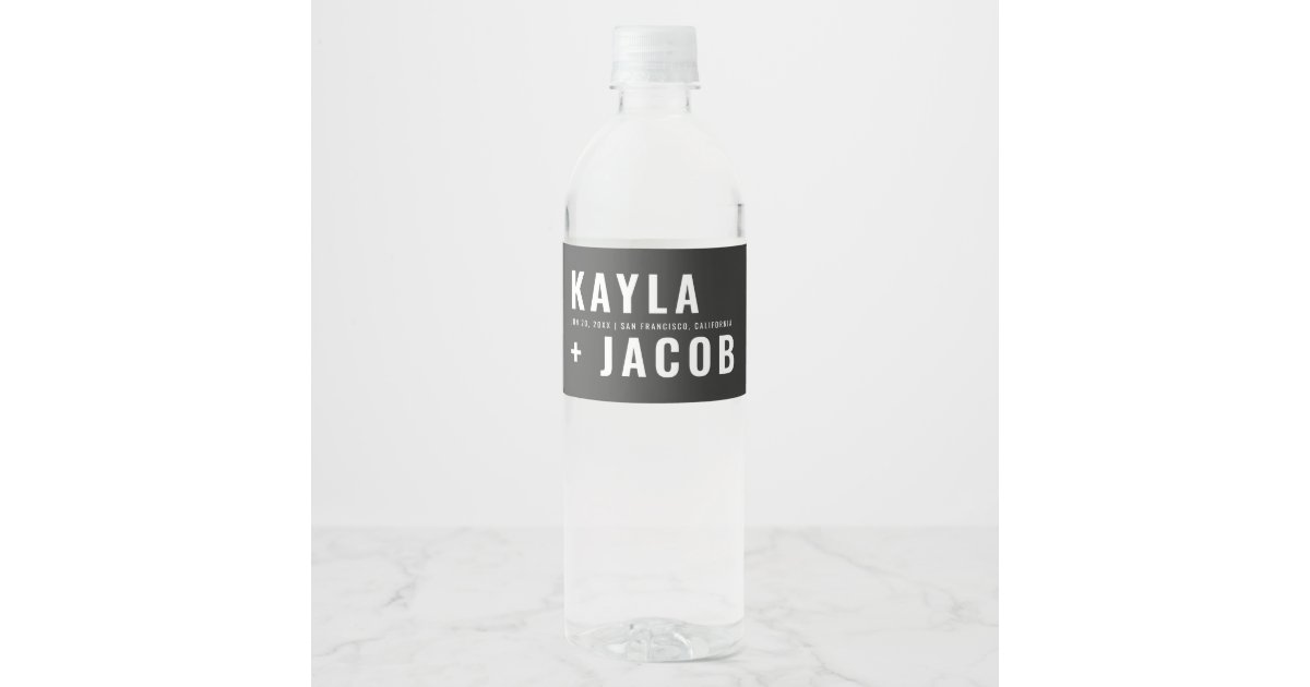 Modern + Minimalist Typography Wedding Water Bottle Label ...