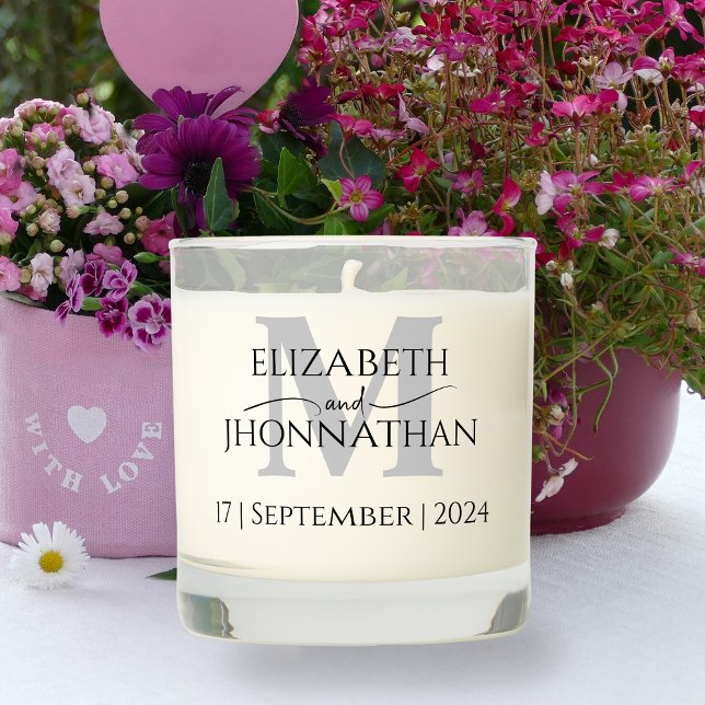 Modern Minimalist Unity Grey Monogram Wedding Scented Candle (Creator Uploaded)