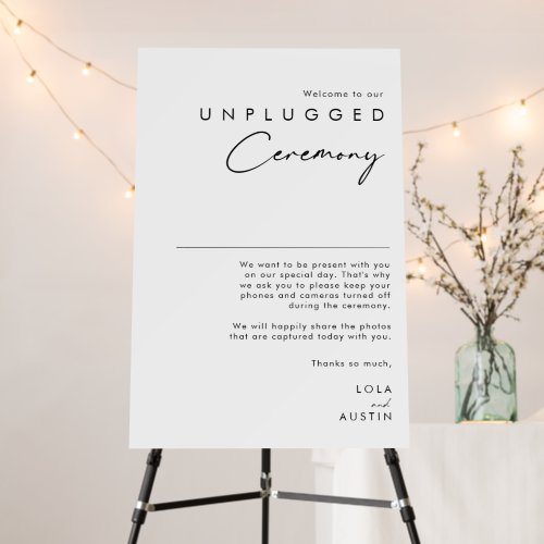 Modern Minimalist Unplugged Ceremony foam board