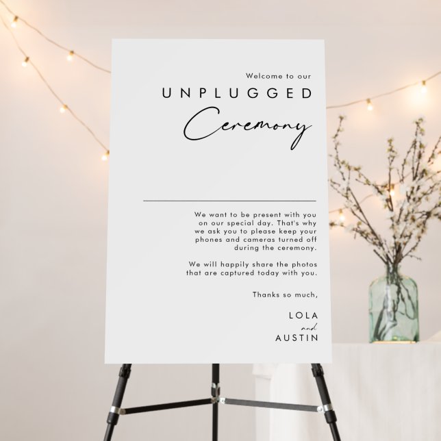 Modern Minimalist Unplugged Ceremony foam board (In Situ (Stand))