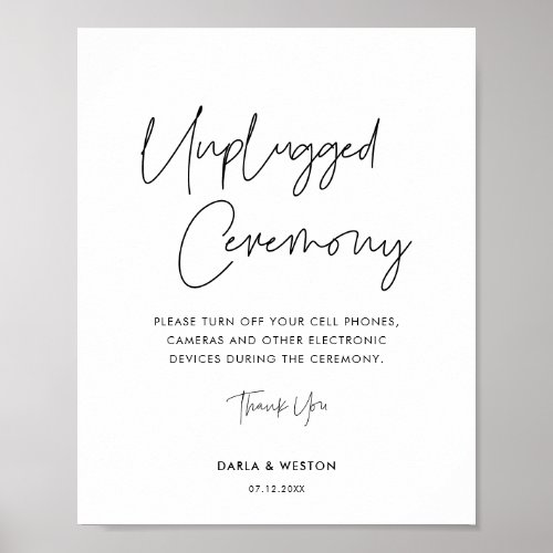 Modern minimalist Unplugged ceremony poster