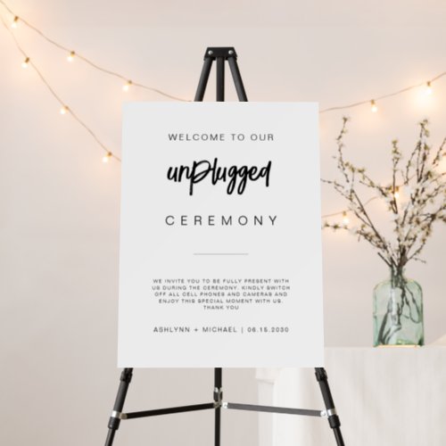 Modern Minimalist Unplugged Ceremony Wedding Sign