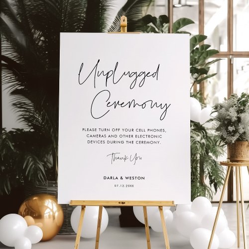 Modern minimalist Unplugged ceremony wedding sign