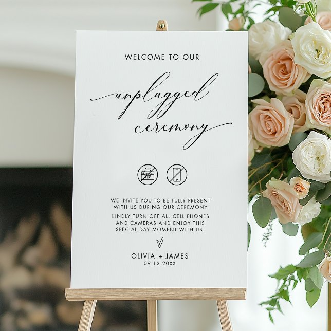 Modern Minimalist Unplugged Ceremony Wedding Sign (Creator Uploaded)