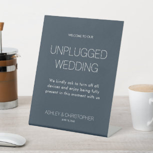Modern Minimalist Unplugged Event Wedding Pedestal Sign
