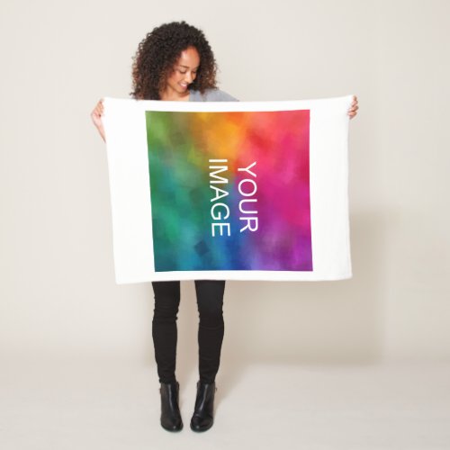 Modern Minimalist Upload Image Photo Or Logo Fleece Blanket