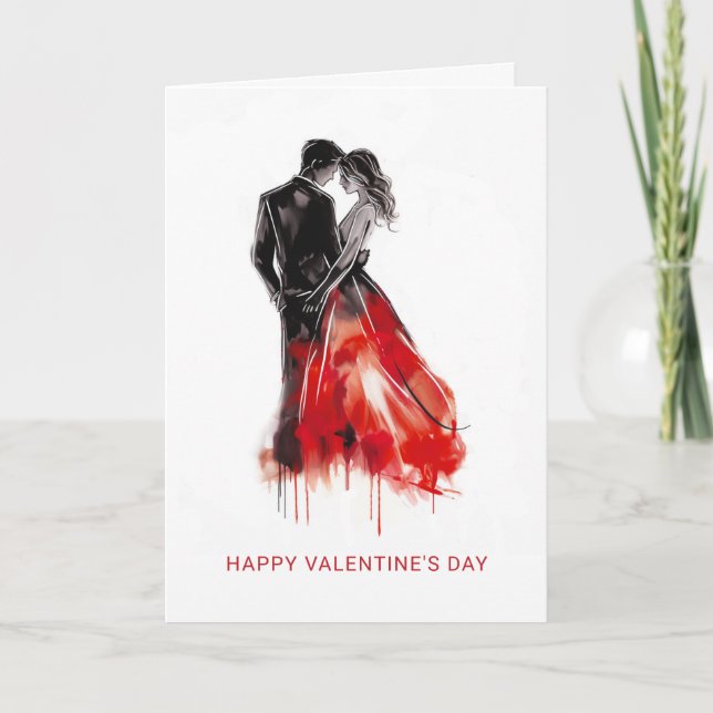 Modern Minimalist Valentine's Day Couple in Love Holiday Card (Front)