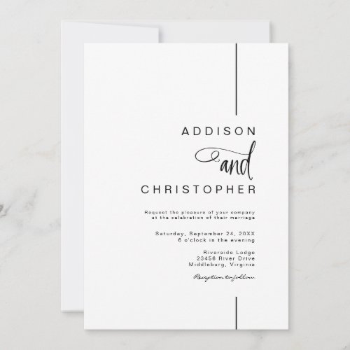 Modern Minimalist Vertical Line Wedding Invitation