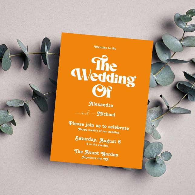 Modern Minimalist Vibrand Orange and Pink Wedding  Invitation (Creator Uploaded)