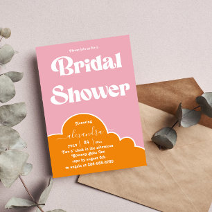 Modern Minimalist Vibrant Orange and Pink Bridal I Invitation