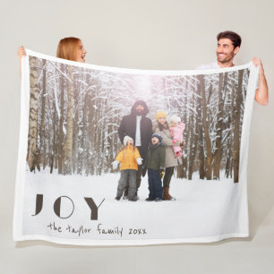 Modern Minimalist Vintage Joy religious Photo Fleece Blanket
