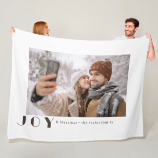 Modern Minimalist Vintage Joy religious Photo Fleece Blanket