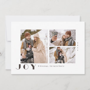 Modern Minimalist Vintage Joy religious Photo Holiday Card