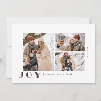 Modern Minimalist Vintage Joy religious Photo Holiday Card