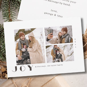 Modern Minimalist Vintage Joy religious Photo Holiday Card