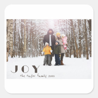 Modern Minimalist Vintage Joy religious Photo Square Sticker