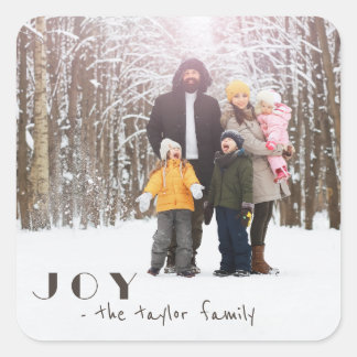 Modern Minimalist Vintage Joy religious Photo Square Sticker