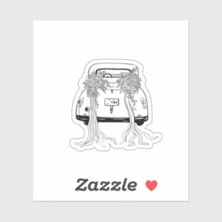 Modern Minimalist Vintage Wedding Car Sticker
