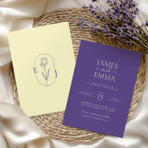 Modern Minimalist Violet and Yellow Wedding