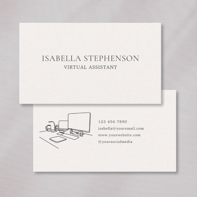 Modern Minimalist Virtual Assistant Professional  Business Card (Creator Uploaded)