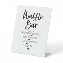 Modern Minimalist Waffle Bar Brunch Pedestal Sign