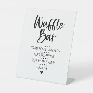 Modern Minimalist Waffle Bar Brunch Pedestal Sign