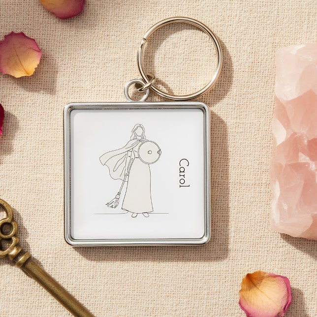 Modern Minimalist Warrior Mom Line Art  Keychain (Creator Uploaded)