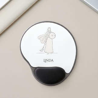 Modern Minimalist Warrior Woman Line Art Gel Mouse Pad