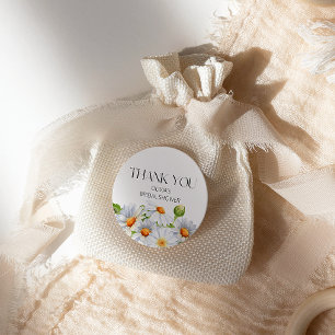 Modern Minimalist Watercolol Daisy Bridal Shower Classic Round Sticker