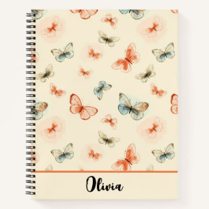 Modern Minimalist Watercolor Butterflies Notebook