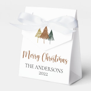 Modern Minimalist Watercolor Christmas Tree Favor Boxes