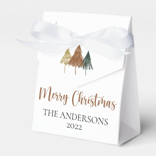 Modern Minimalist Watercolor Christmas Tree Favor Boxes