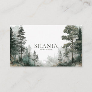 Modern Minimalist Watercolor Forest Business Card