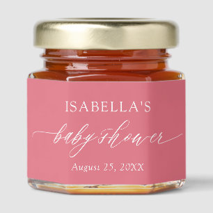 Modern Minimalist Watermelon Pink Baby Shower Honey Jar Favors