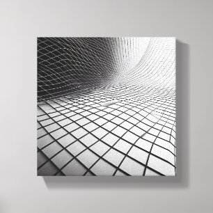 Modern Minimalist Wavy Grid Art - 3D Abstract Wire Canvas Print