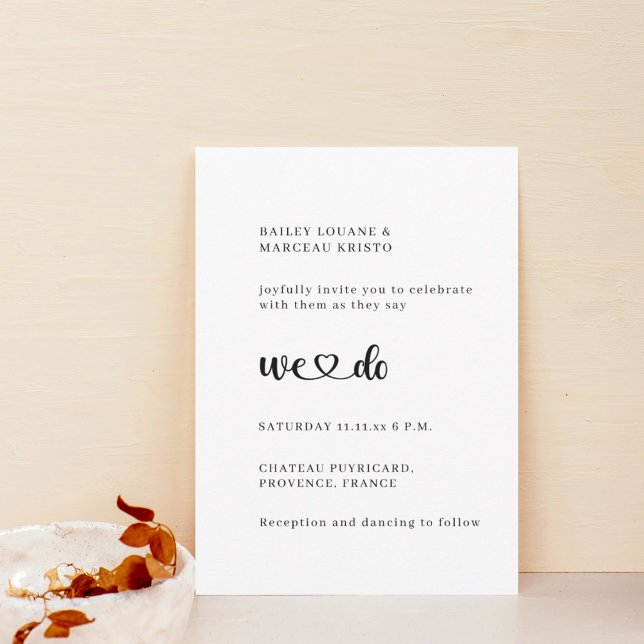 Modern Minimalist We Do Love Heart Wedding  Invitation (Creator Uploaded)