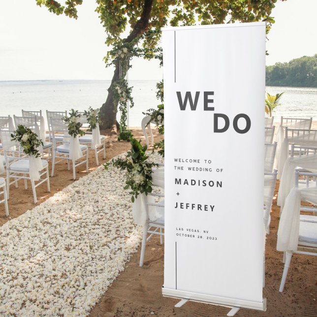 Modern Minimalist We Do Welcome Wedding  Retractable Banner (Creator Uploaded)