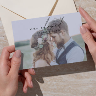 Modern Minimalist We Eloped Script Photo Wedding Announcement