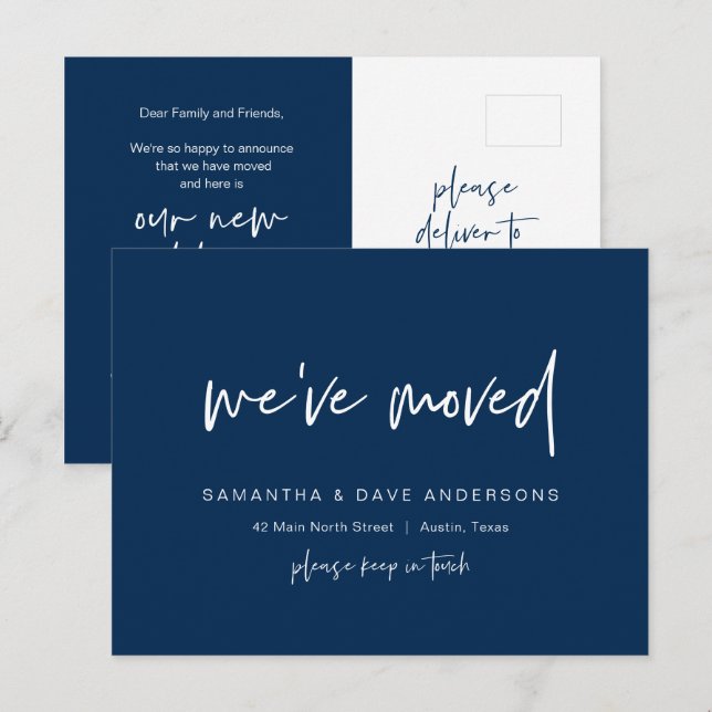 Modern minimalist, we have moved, Announcement Postcard (Front/Back)