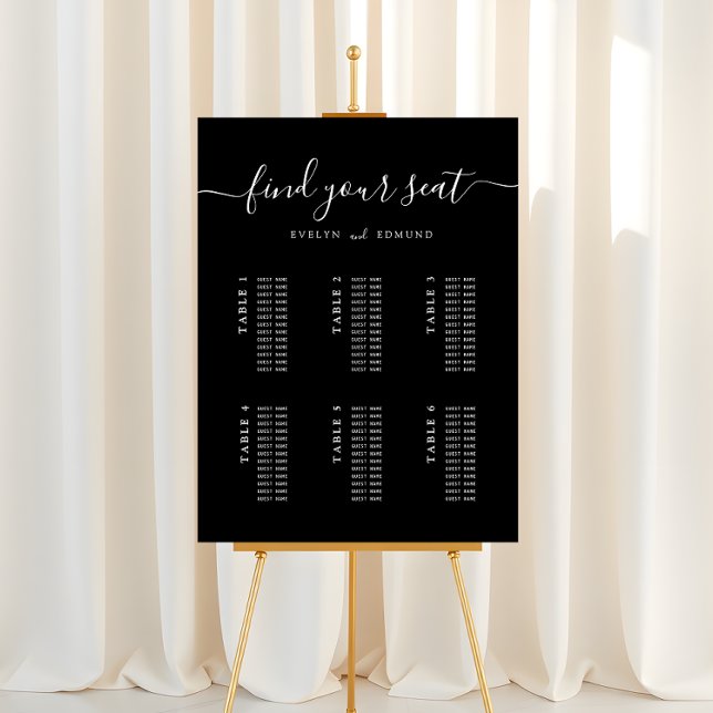Modern Minimalist Wedding 6 Table Seating Chart Foam Board (Creator Uploaded)