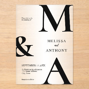 Modern Minimalist Wedding Acrylic Invitations