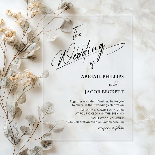 Modern Minimalist Wedding Acrylic Invitations (Creator Uploaded)