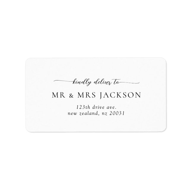 Modern Minimalist Wedding Address Label (Front)