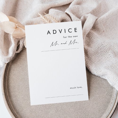 Modern Minimalist Wedding Advice Card