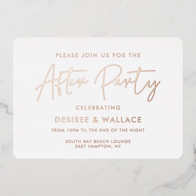 Modern minimalist wedding after party foil invitation (Front)