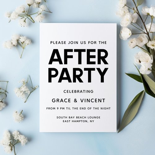 Modern minimalist wedding after party invitation