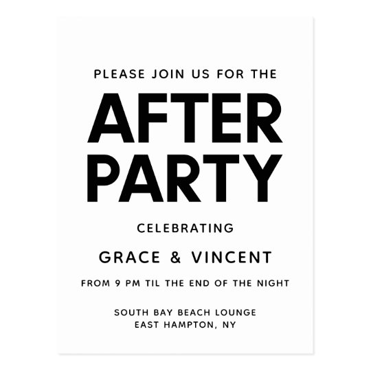 Modern minimalist wedding after party invitation postcard | Zazzle.com