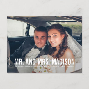 Modern Minimalist Wedding Announcement Elopement Postcard