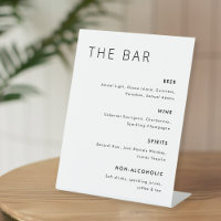 Modern Minimalist Wedding Bar Menu